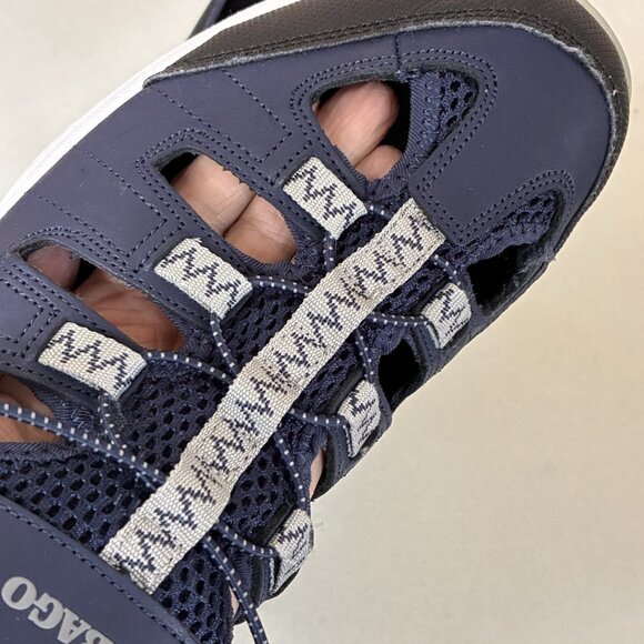 Sebago Cyphon Sea Fisherman Sandal Mens 11.5 Navy Blue Nubuck Upper Bungee - Picture 6 of 11